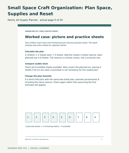 Small Space Craft Organization: Plan Space, Supplies and Reset: Family Art Supply Planner actual included page 5
