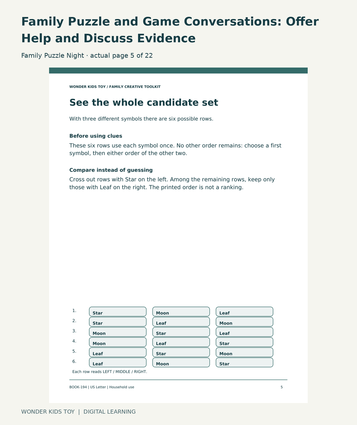 Family Puzzle and Game Conversations: Offer Help and Discuss Evidence: Family Puzzle Night actual included page 5