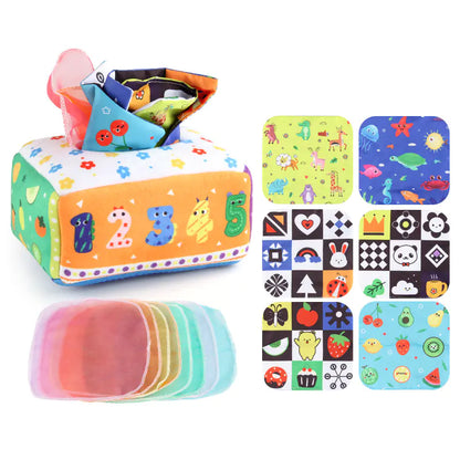 Sensory & Soft: Baby Educational Cloth Book and Tissue Box Toy! 👶🎁