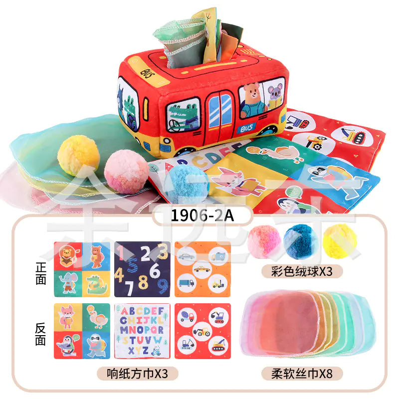 Sensory & Soft: Baby Educational Cloth Book and Tissue Box Toy! 👶🎁