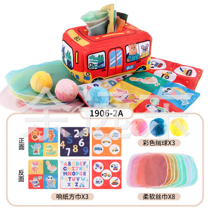 Sensory & Soft: Baby Educational Cloth Book and Tissue Box Toy! 👶🎁