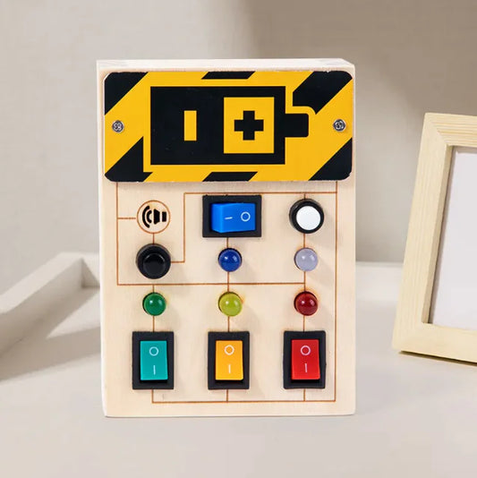 LED Wooden Busy Board: 10X the Learning, Endless Discovery! 💡🌳