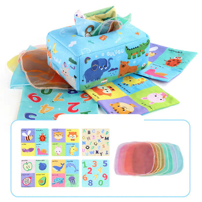 Sensory & Soft: Baby Educational Cloth Book and Tissue Box Toy! 👶🎁