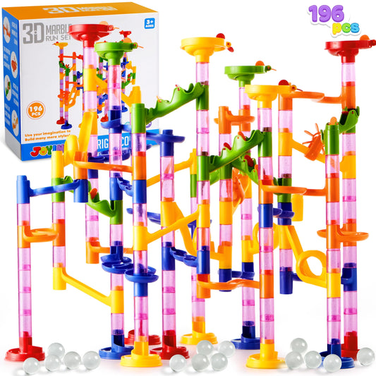 196 Pcs Marble Run, Premium Building Blocks Set, STEM Building Toys, Gift for Kids Toddler Aged 3+