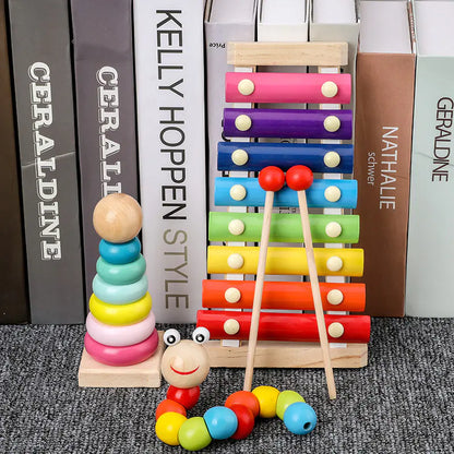 Melody & Time: Wooden Xylophone Clock Toy Set for Early Education! 🎶⏰
