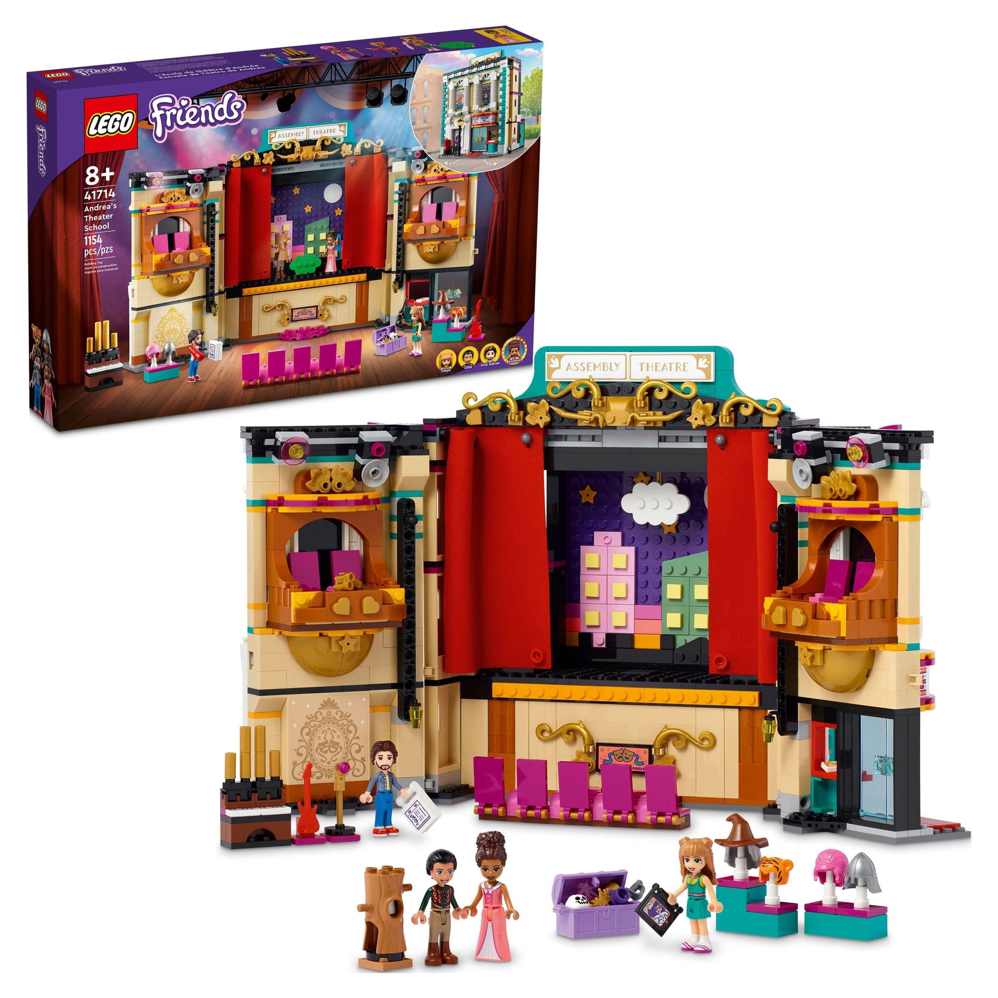 Friends Andrea'S Theater School Playset, 41714 Creative Toy, Gift Idea for Kids, Girls and Boys 8 plus Years Old with 4 Mini-Dolls and Props Accessories