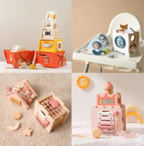 Grow & Discover: Montessori Wooden 5-in-1 Educational Toy! 🌳🧠🎶🧩