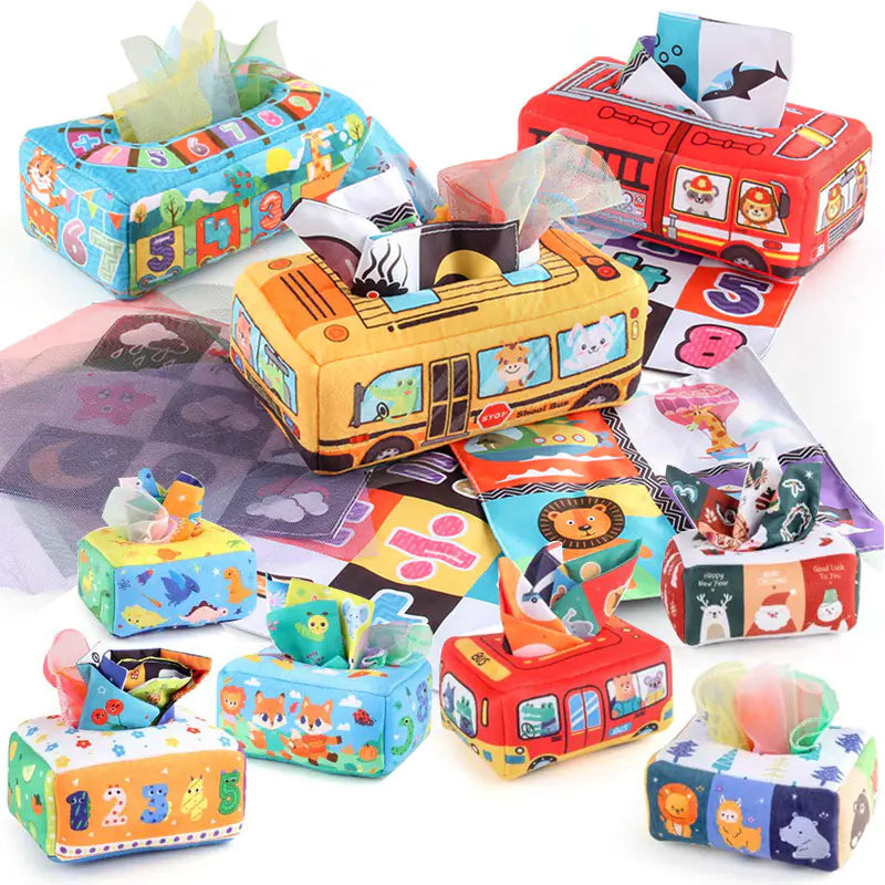 Sensory & Soft: Baby Educational Cloth Book and Tissue Box Toy! 👶🎁