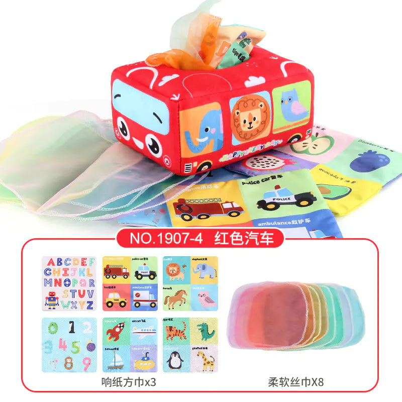 Sensory & Soft: Baby Educational Cloth Book and Tissue Box Toy! 👶🎁