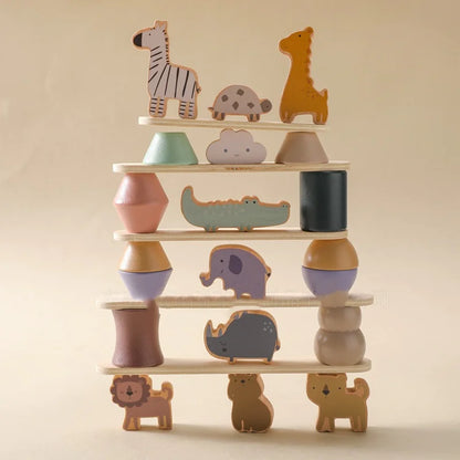 Stack & Soar: Montessori Wooden Animal Stacking Balance Toy! 🦒🐘