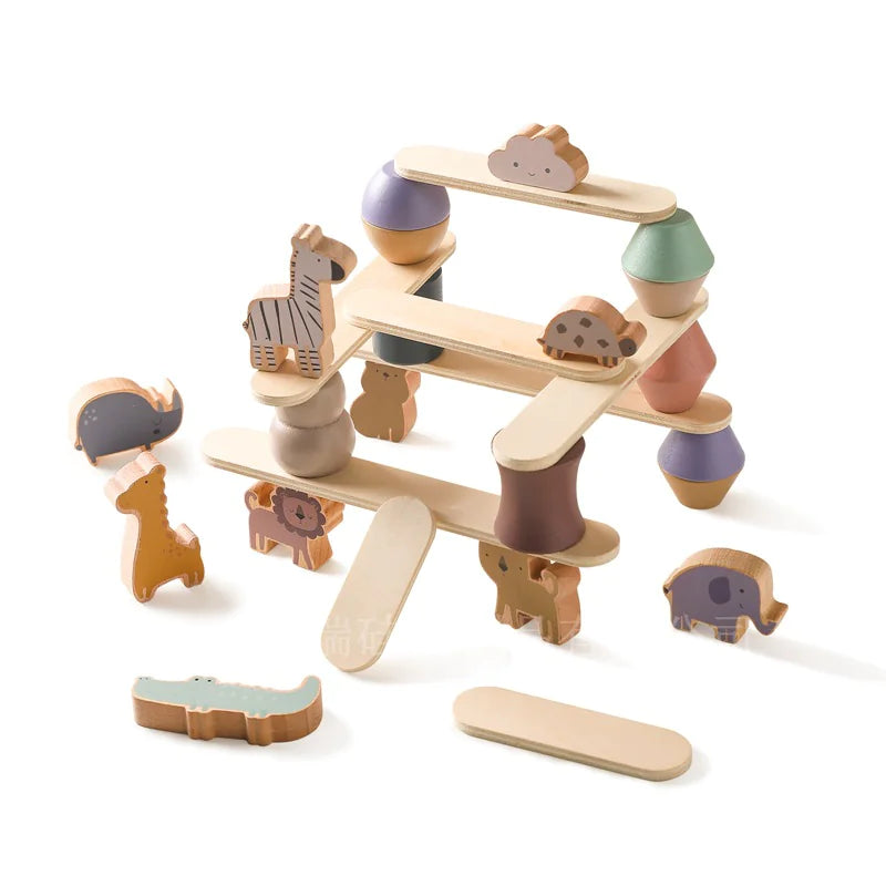 Stack & Soar: Montessori Wooden Animal Stacking Balance Toy! 🦒🐘