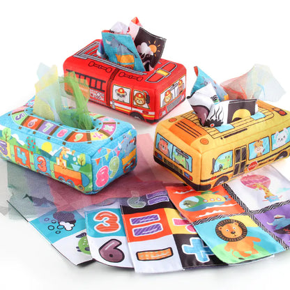 Sensory & Soft: Baby Educational Cloth Book and Tissue Box Toy! 👶🎁