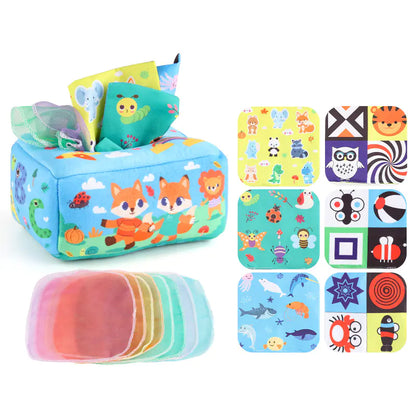 Sensory & Soft: Baby Educational Cloth Book and Tissue Box Toy! 👶🎁