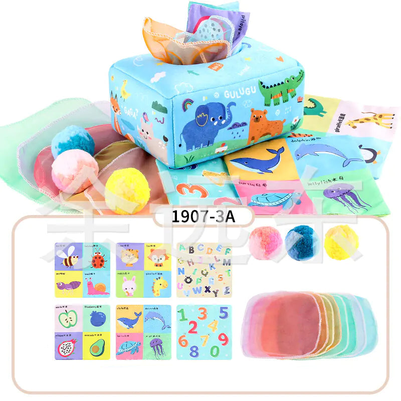 Sensory & Soft: Baby Educational Cloth Book and Tissue Box Toy! 👶🎁