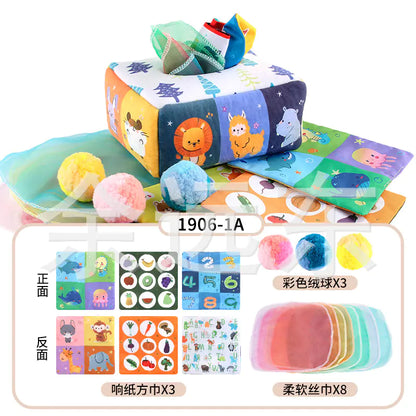 Sensory & Soft: Baby Educational Cloth Book and Tissue Box Toy! 👶🎁