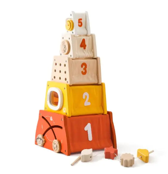 Grow & Discover: Montessori Wooden 5-in-1 Educational Toy! 🌳🧠🎶🧩