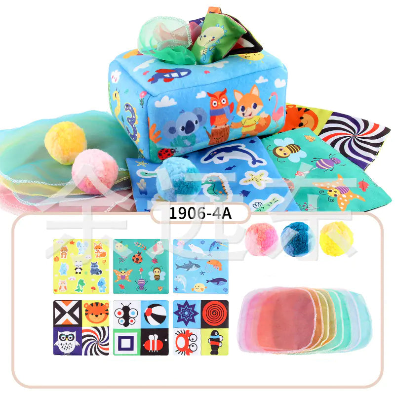 Sensory & Soft: Baby Educational Cloth Book and Tissue Box Toy! 👶🎁