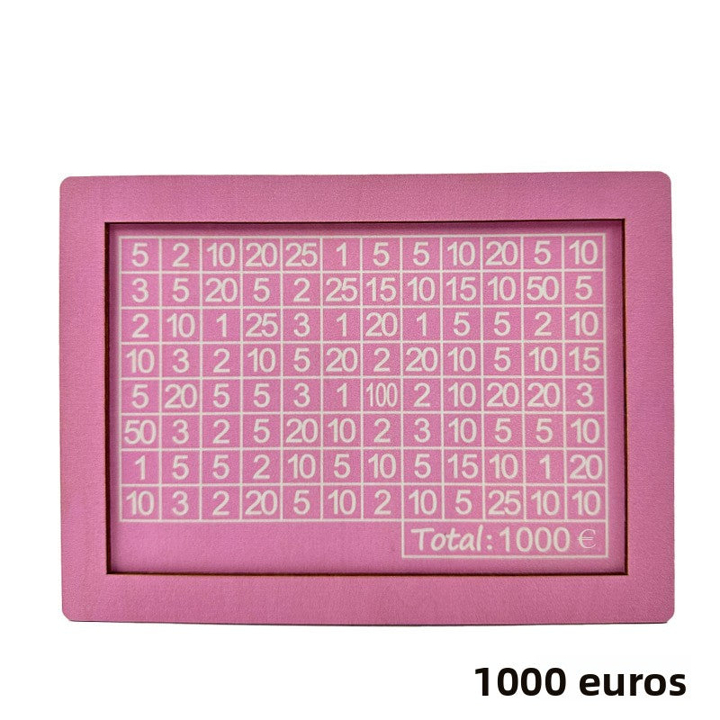 Wooden Goal Box with Counter pink 1000 euros free pen 17.2�12.5�6.5cm