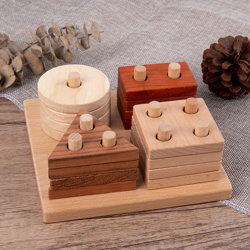 Wooden Geometric Shape Matching Blocks Shape Set 4pcs