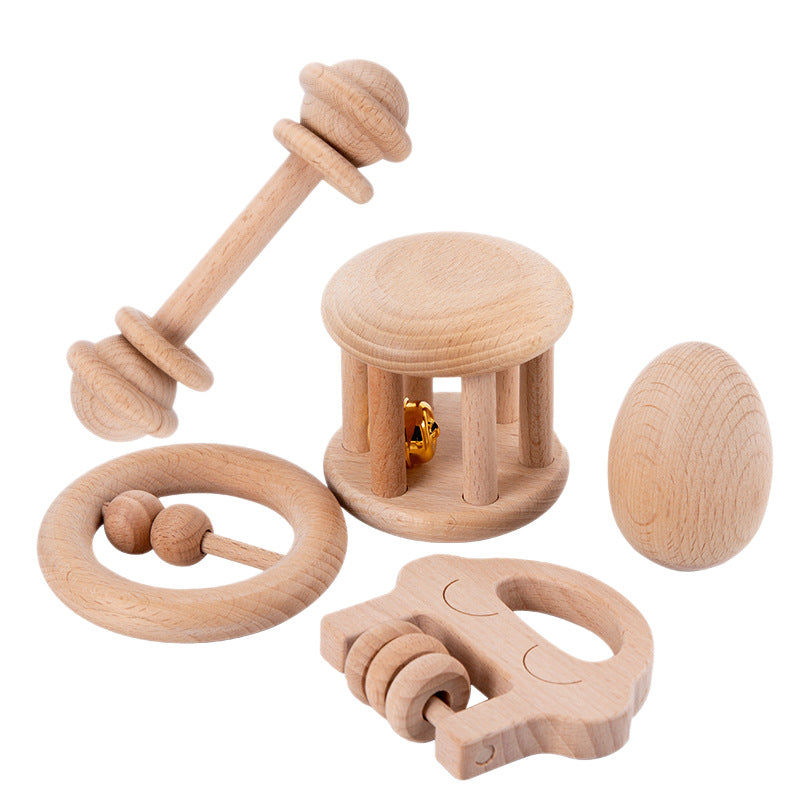 Wooden Baby Rattle Instruments – Bell & Shaker Options