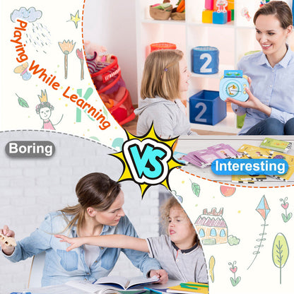 Blue-Pink Color Options -- 1Pc Spanish & English Talking Flash Cards 224 Sight Words Bilingual Flash Cards Rechargeable Card Early Educational Toy For Boys Girls Aged 1 2 3 4 5 6 7 8 Years Old