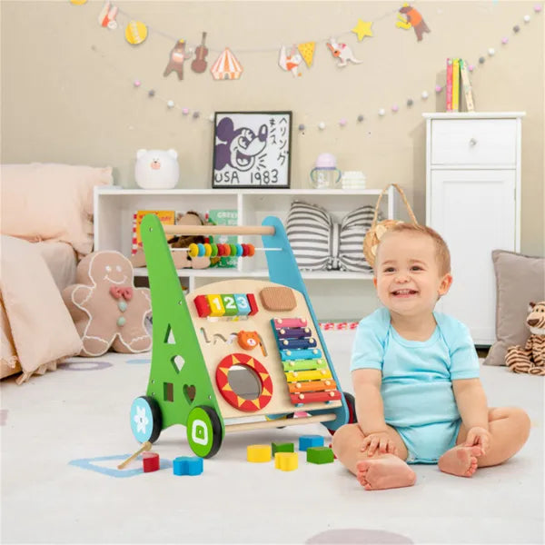 7-in-1 Wooden Baby Activity Walker for Toddlers