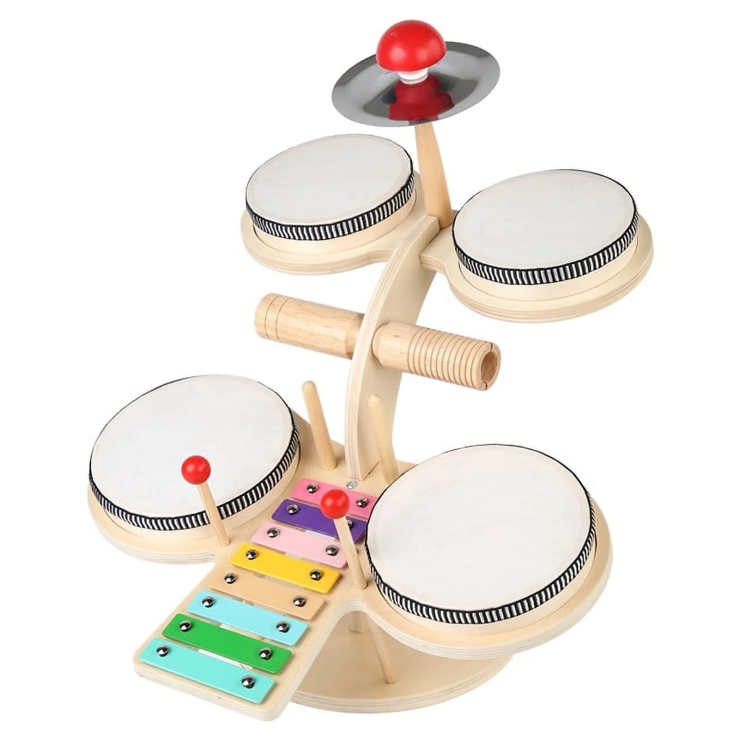 Kids Drum Set Xylophone Musical Instruments for Toddlers Wood Montessori Activity Learning Toy