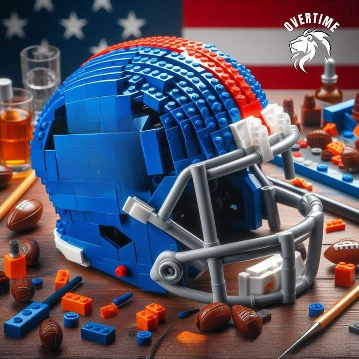 Football Helmet Building Blocks Display Set New York Giants
