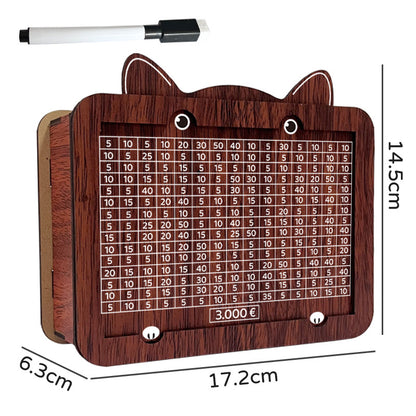 Wooden Savings Box with Money Counter Cat Printed 3k EUR