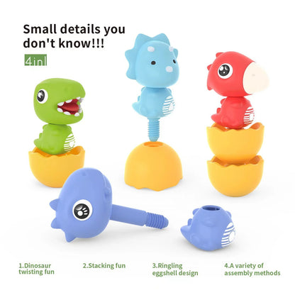 Snap-N-Learn Matching Dinosaurs, 4Pcs Dinosaur Toddler Stacking Sorting Toys, Educational Preschool Block Dinos Color Learning Toy, Learning Game Gifts for 18 Months 2 3 4 Year Old Boys Girl