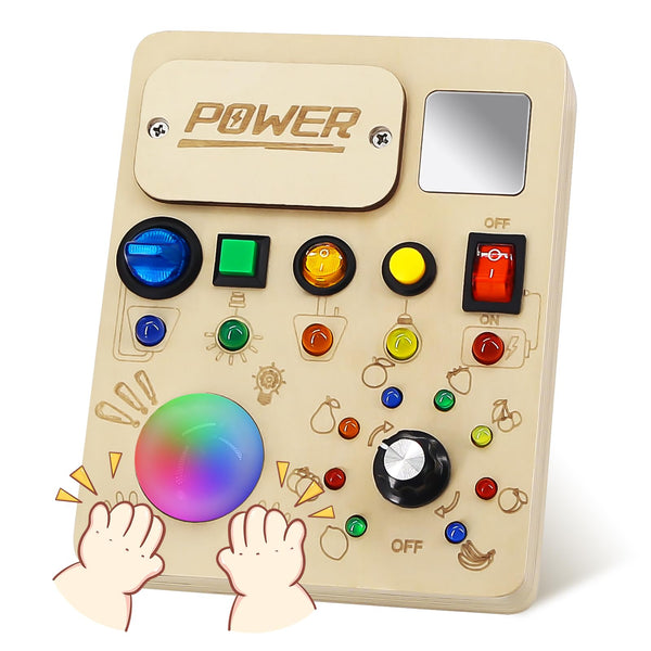 Wooden LED Montessori Busy Board for Toddlers, Ages 1–3