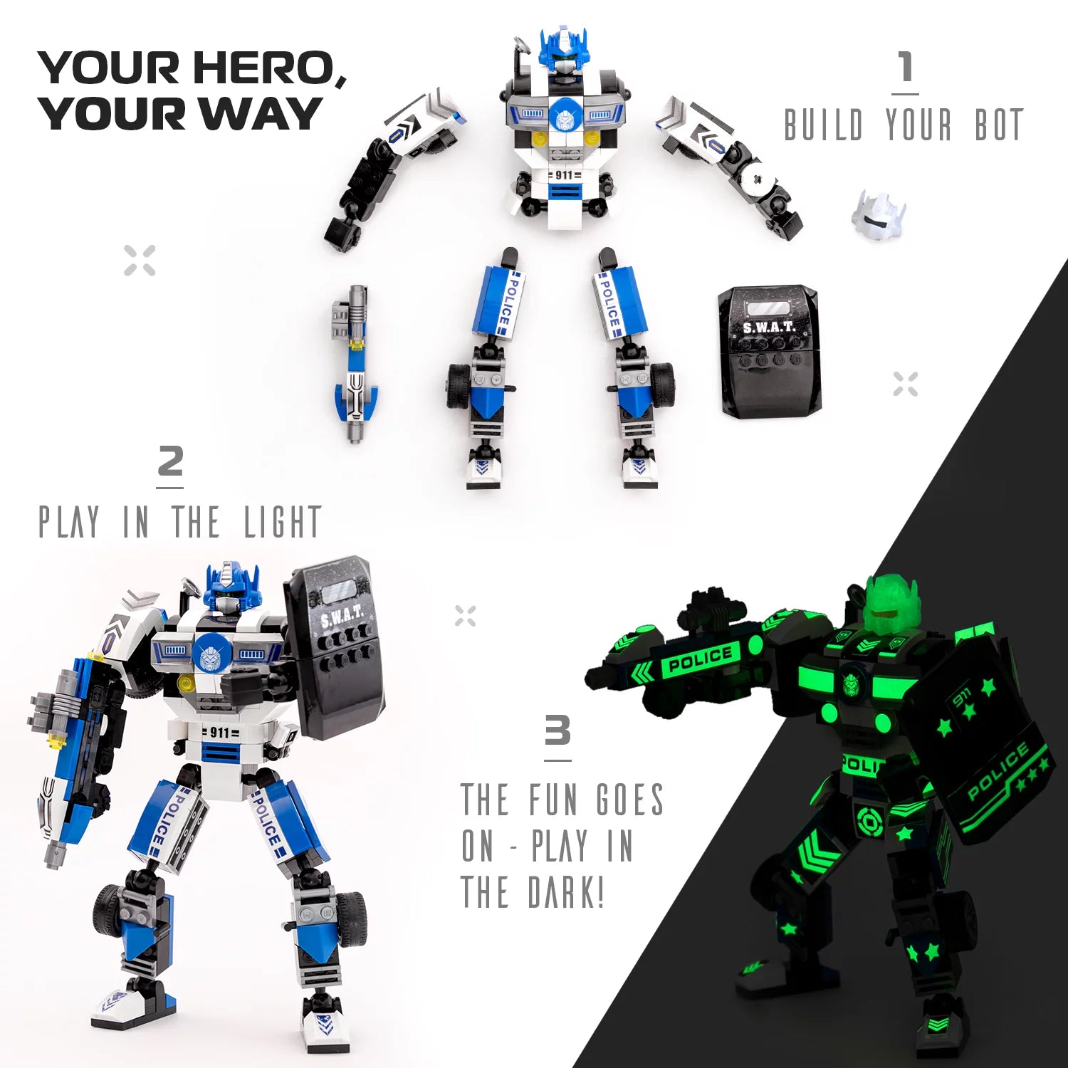Robot Police STEM Building Toy for Boys | Gift for Kids Ages 6 7 8 9 10 11 Year Olds