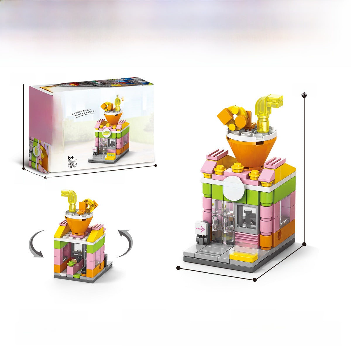 Mini City Street Building Blocks Set Milk tea drink shop 105pcs boxed
