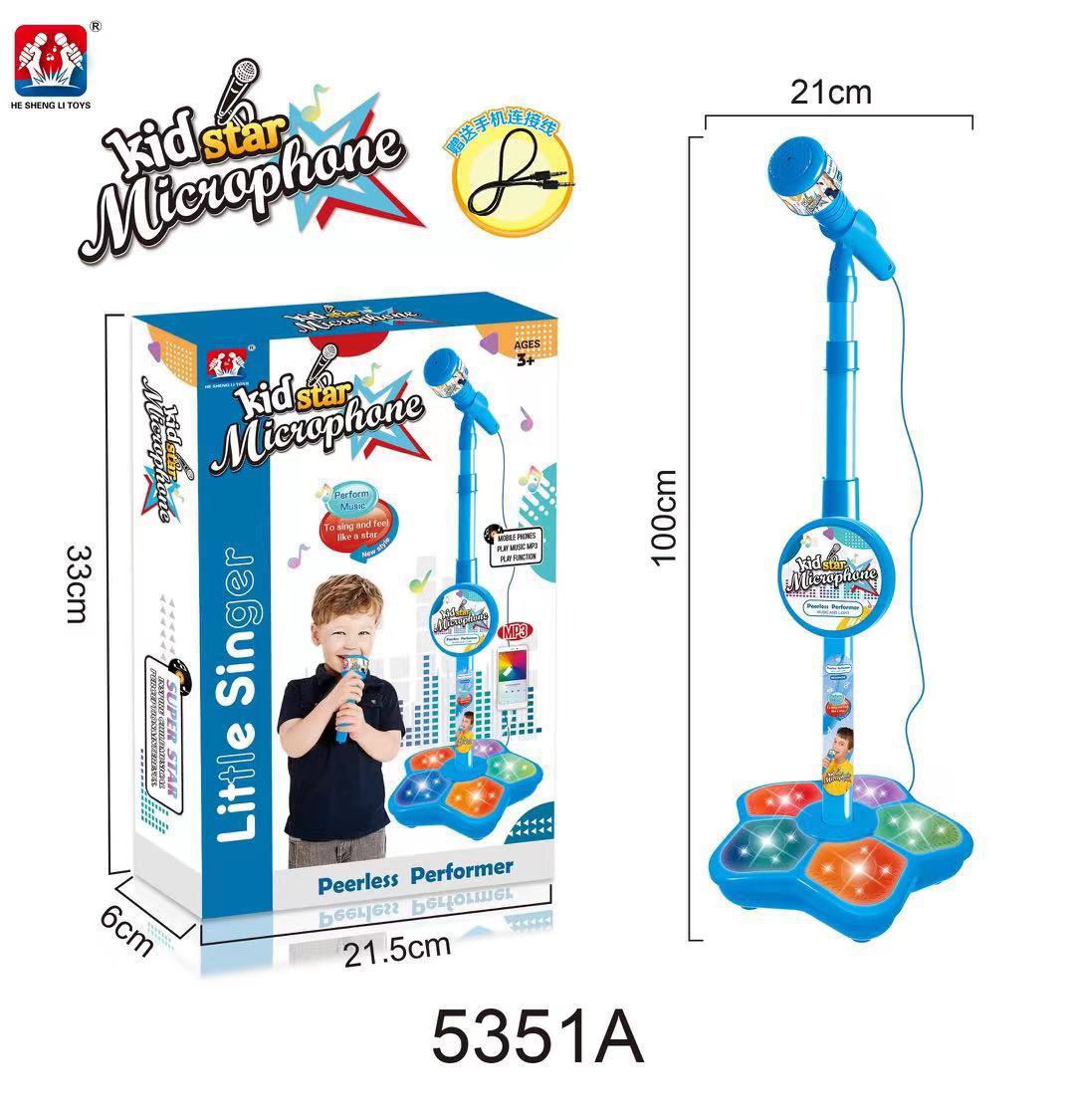 Kids Microphone Toy with LED Lights Blue