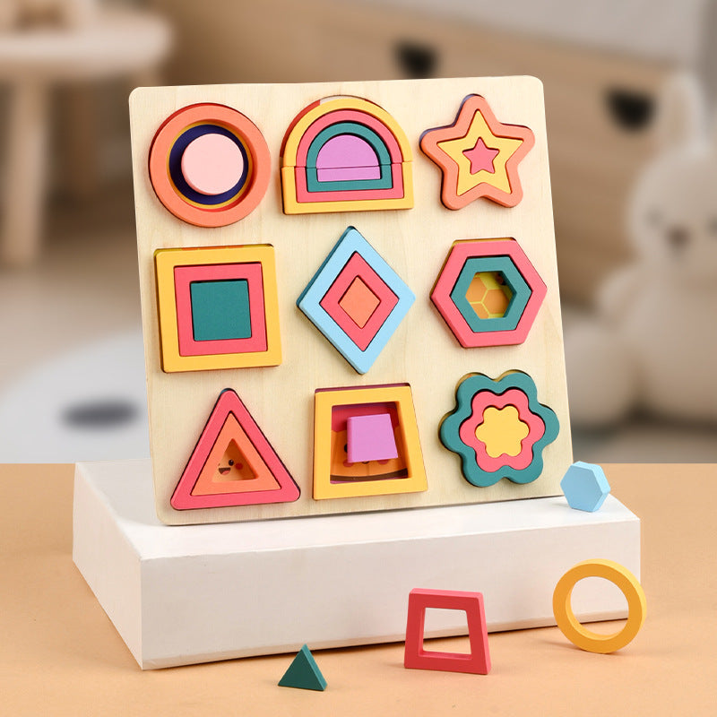 Montessori Shape Puzzle Board for Kids package 1 geometric puzzle