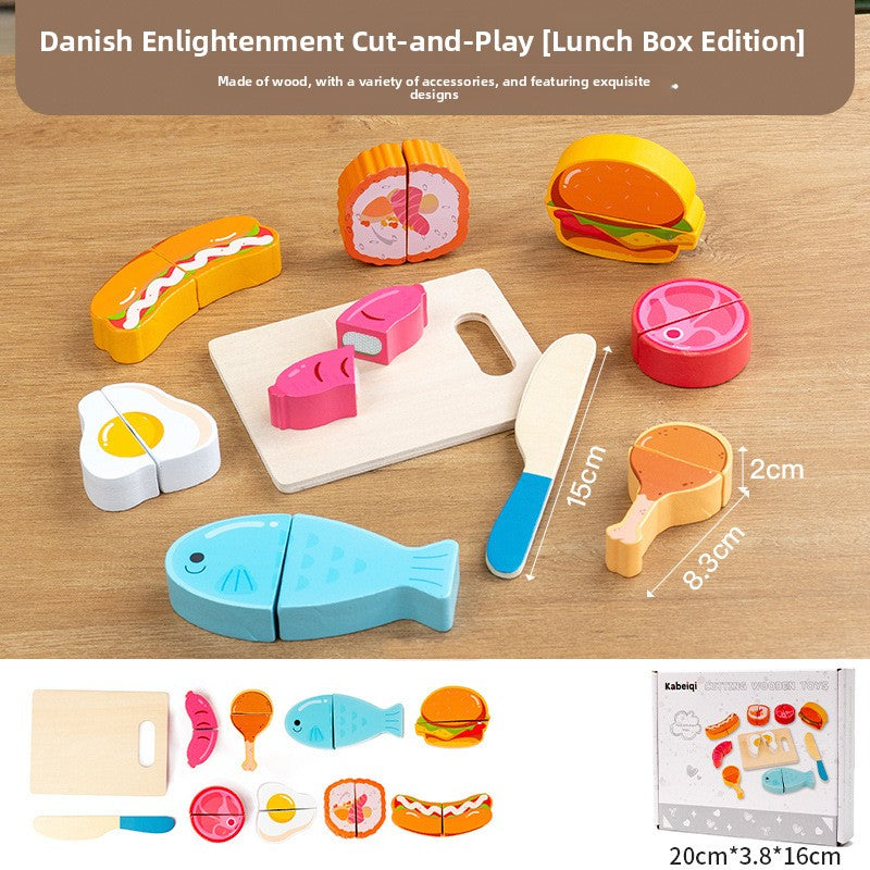 Wooden Pretend Food Cutting Toys – Fruit, Vegetable & Dessert Sets