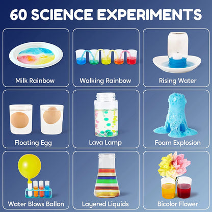 60 Science Kits for Kids Age 8-12 5-7, Education Volcano Science Kit with Lab Coat, Stem Toy Birthday Gift for Boys Girls