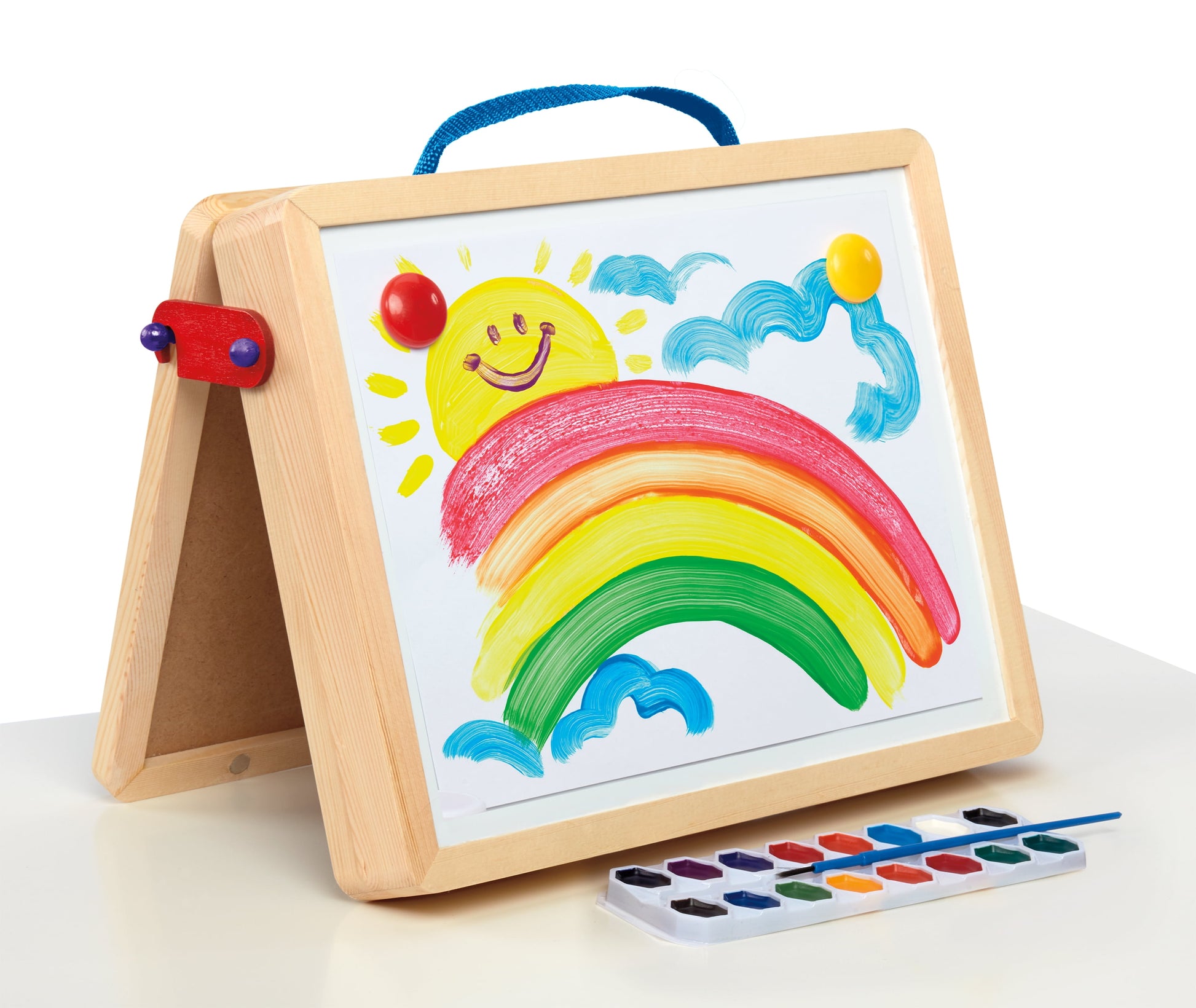 5-In-1 Portable Wood Tabletop Art Easel with Chalkboard and Dry Erase Board