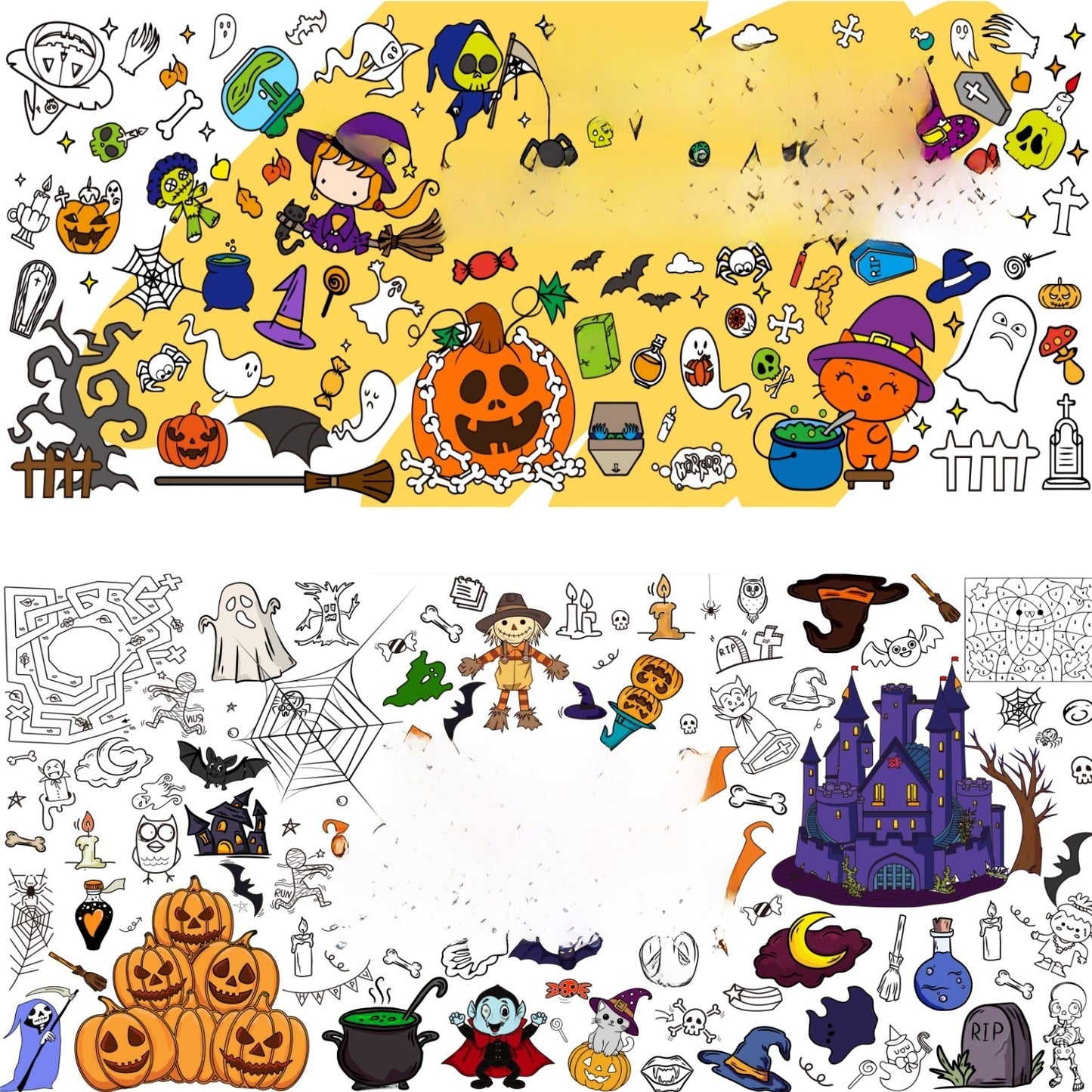 Halloween Coloring Poster for Kids