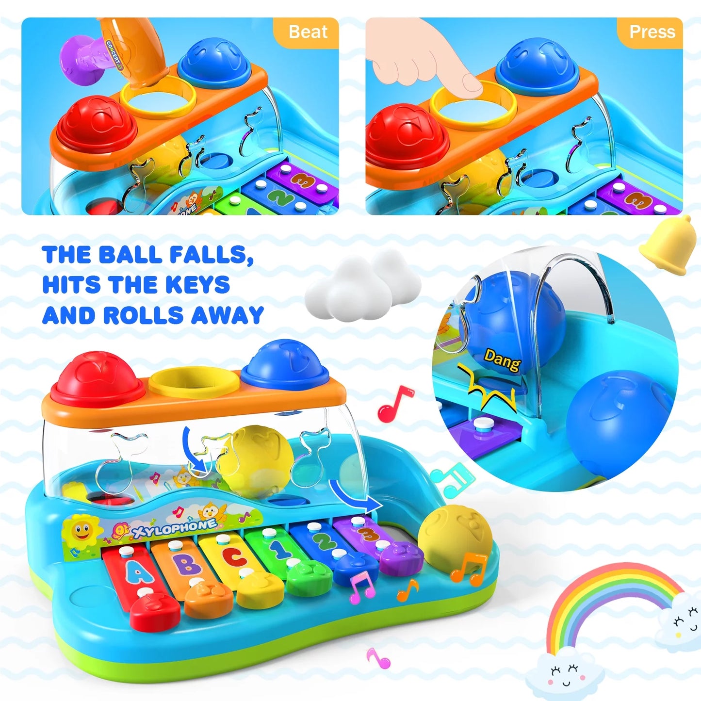 Xylophone for Toddlers 1-3, Baby Toys for 12-24 Months, Pound a Ball Toys for Toddler, Musical Pounding Toy for 1 Year Old, Birthday Gifts for Boy & Girl Ages 1 2 3