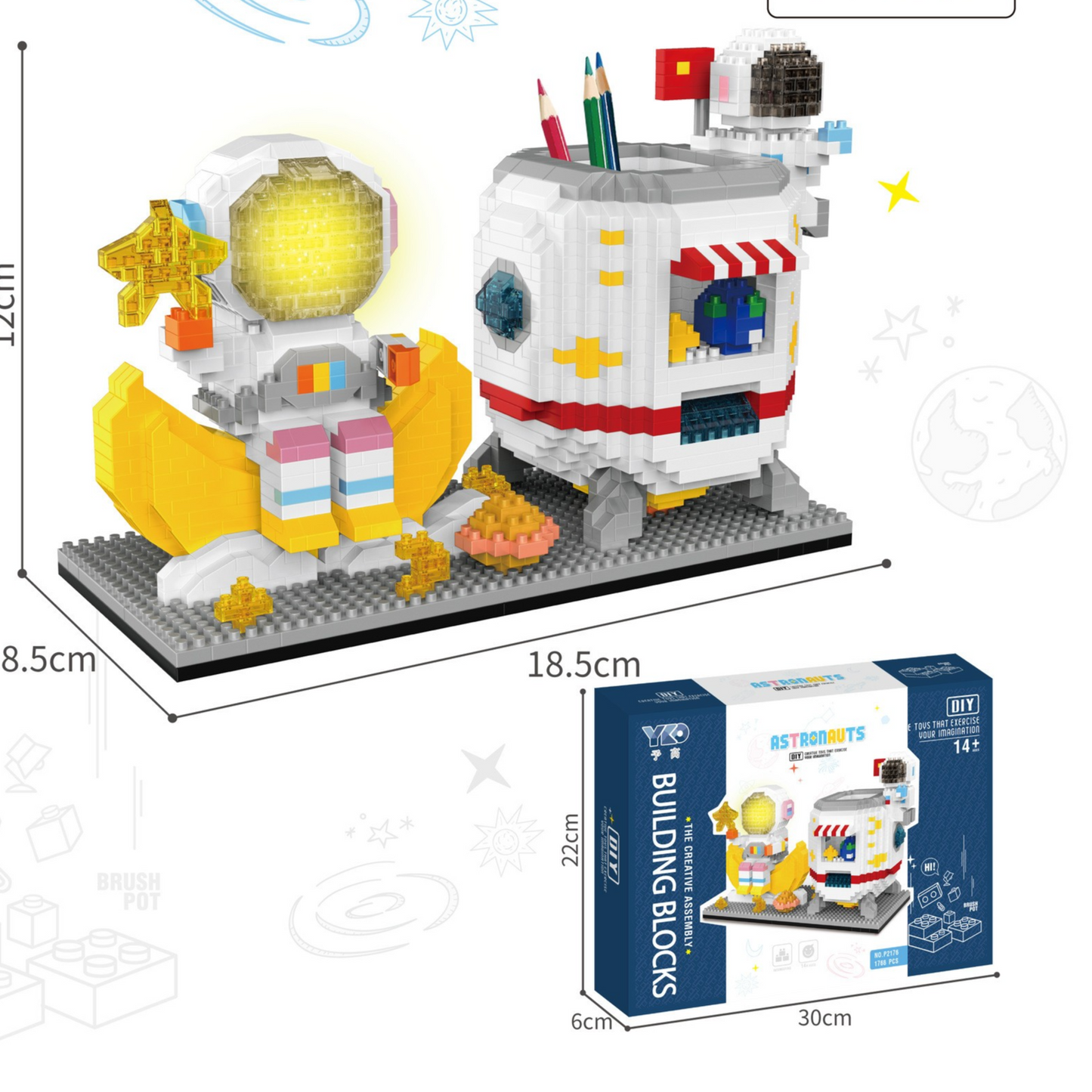 Glow Astronaut Building Blocks for Space STEM Play