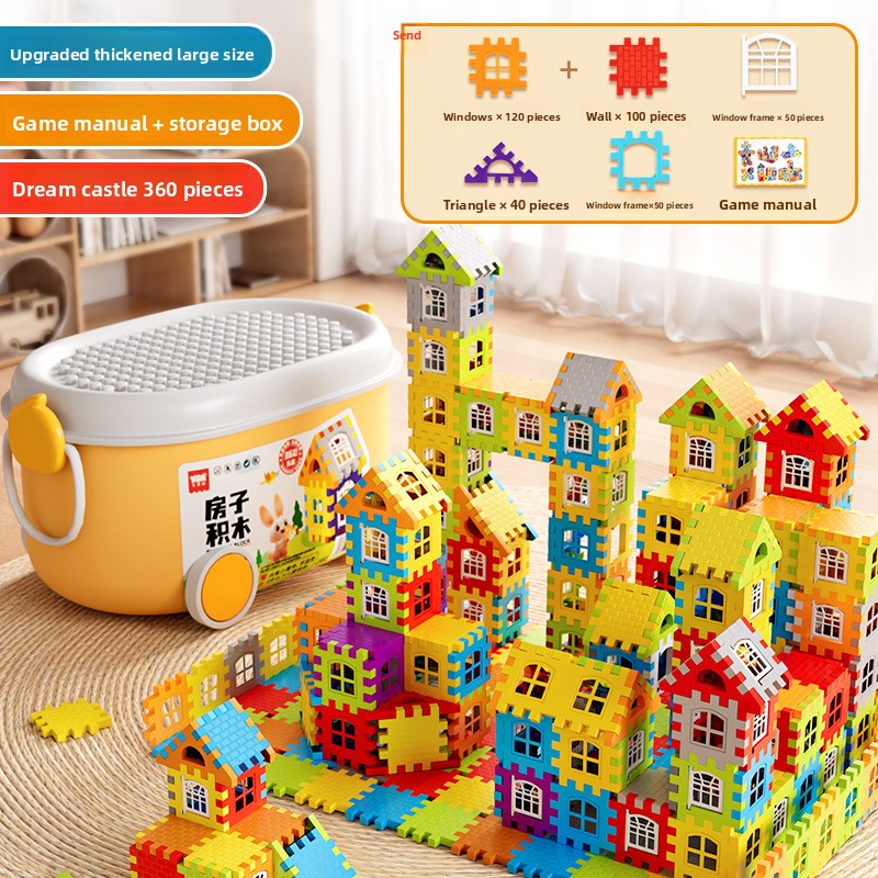 Large Piece Building Blocks Set 360pcs UpgradedStorageBin