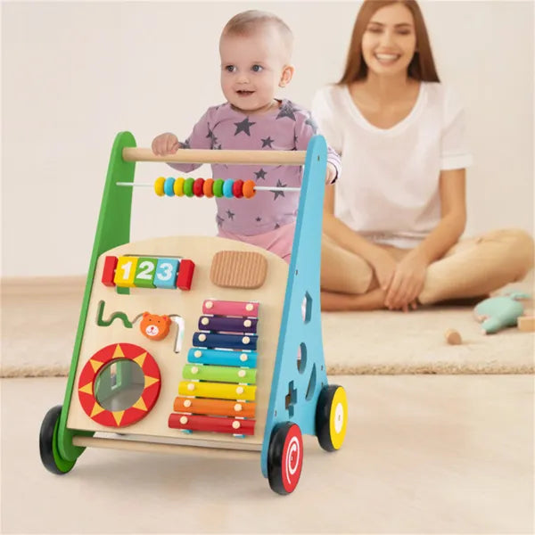 7-in-1 Wooden Baby Activity Walker for Toddlers
