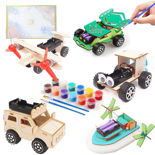 5 in 1 STEM Building Kits for Kids, Wooden Car Model Kit for Kids, DIY 3D Wood Puzzles Craft Projects Set, Gift Toys for Ages 6-12 Boys Girls