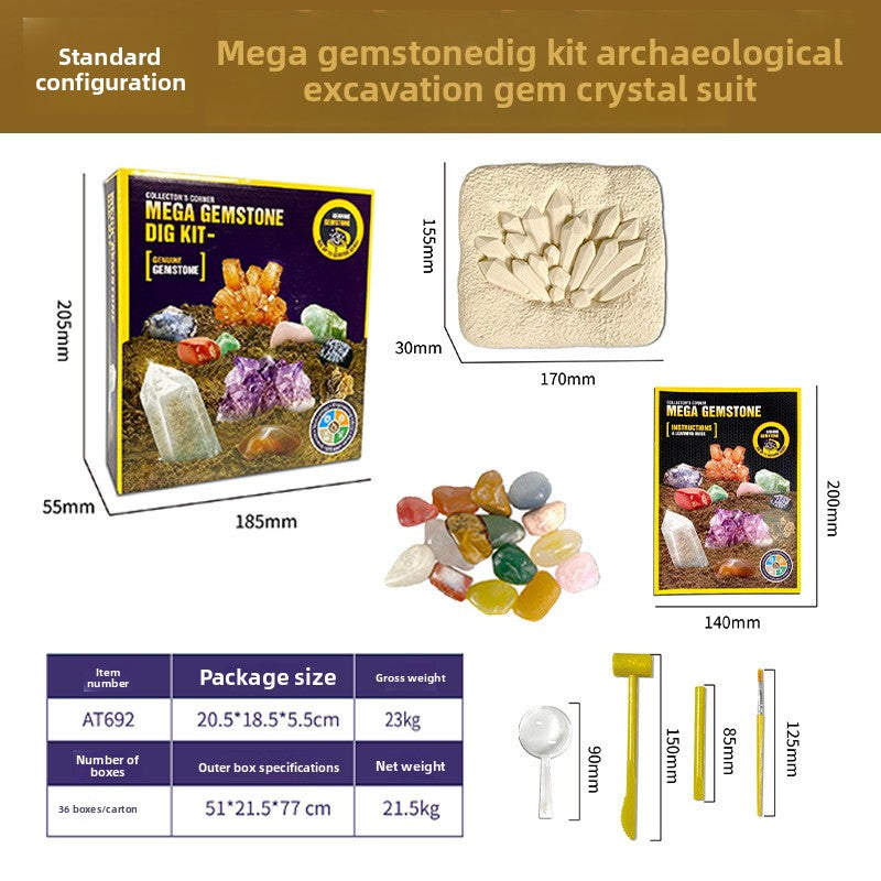 Archaeology Dig Kit for Kids – Gems, Crystals and Fossils