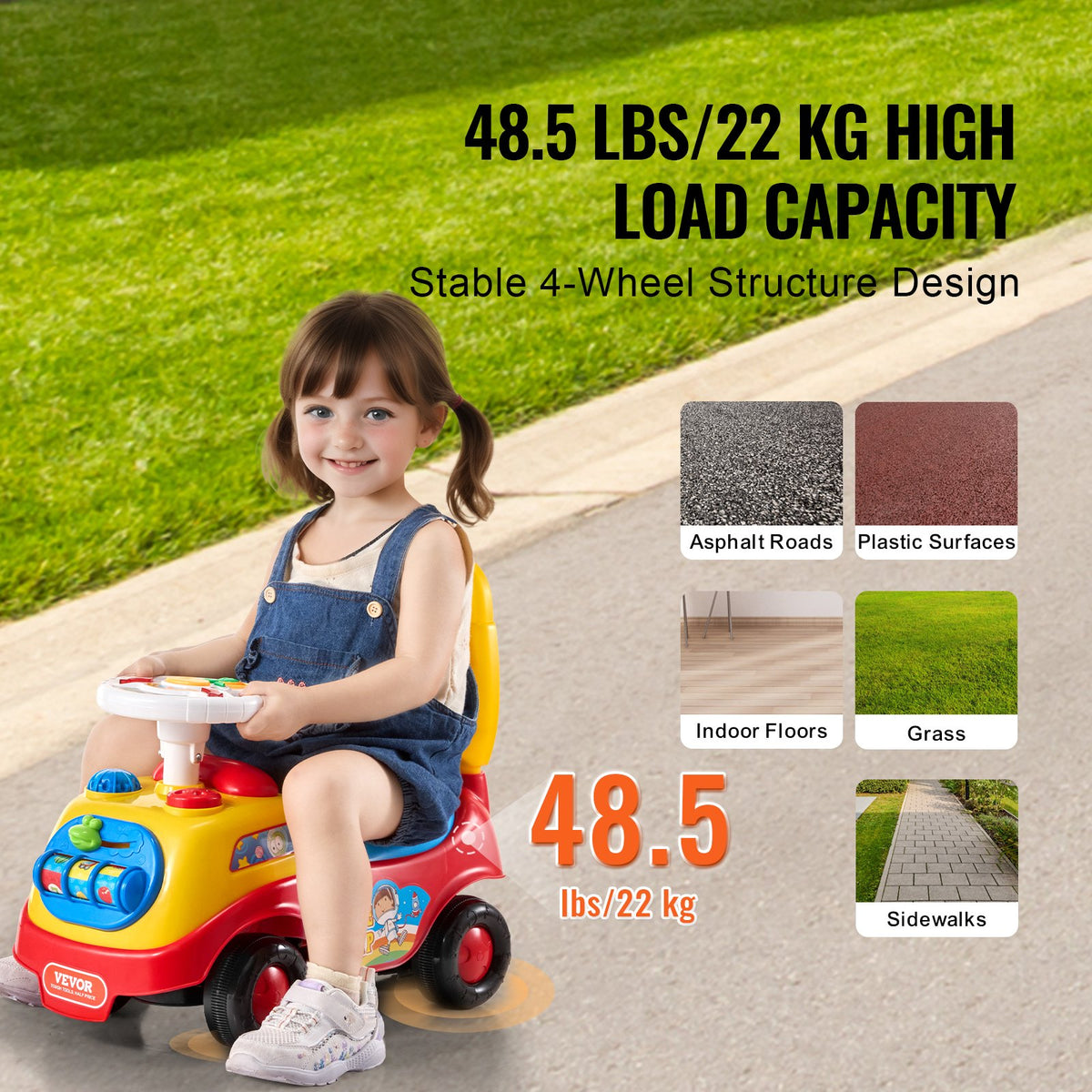 3-in-1 Sit-to-Stand Ride-On Push Car for Toddlers