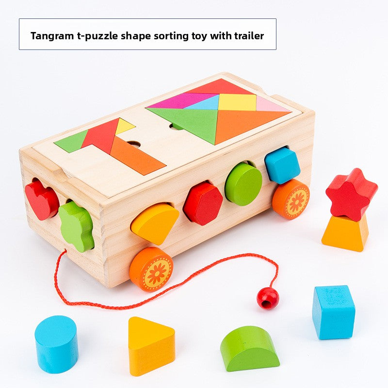 Montessori Shape Sorting Trailer Toy for Kids