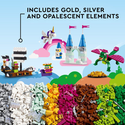 Classic Creative Fantasy Universe Set 11033, Building Adventure for Imaginative Play with Unicorn Toy, Castle, Dragon and Pirate Ship Builds, Gift Idea for Kids Ages 5 Plus