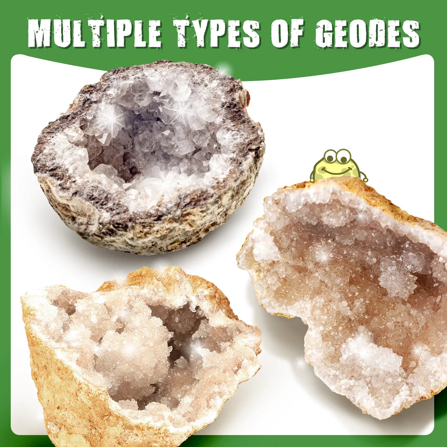 Geodes Kit, Break Open 10 Geodes, STEM Educational Geology Toys Science Kit ,Gift for Child Age 6+