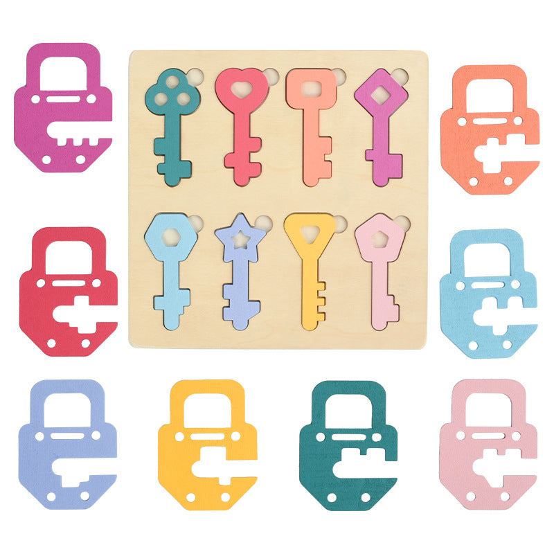 Wooden Key-Lock Matching Puzzle